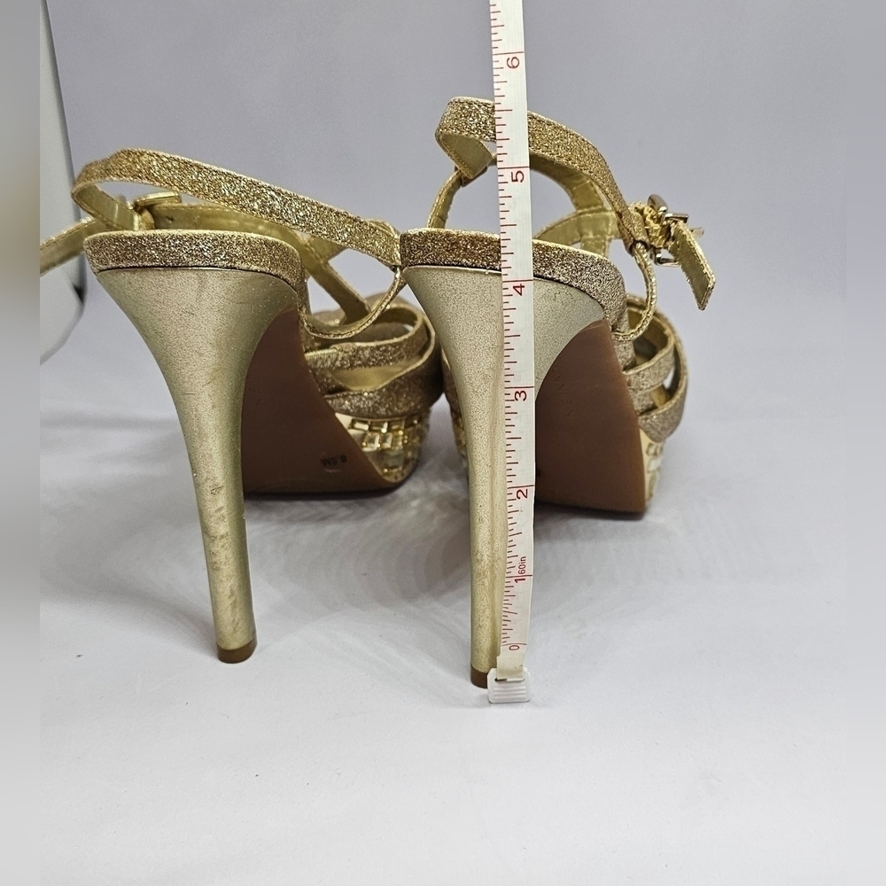 Gianni Bini Gold Glitter Strappy Sandals - Size 8.5 - Picture 9 of 10